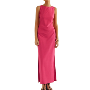 NWT Commense Cotton & Linen Crisscross Long Dress Pink Medium